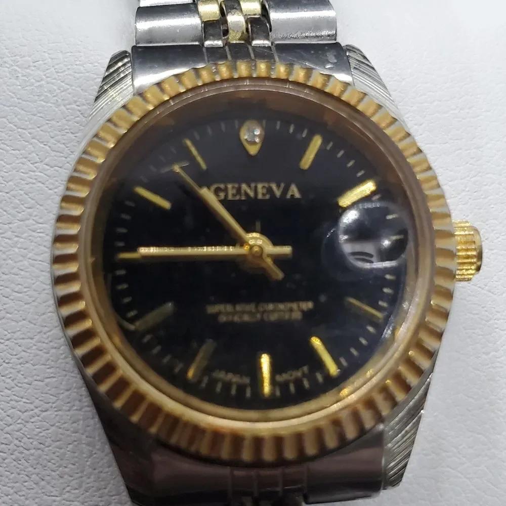 Geneva Superlative Chronometer Silver & Gold Watch